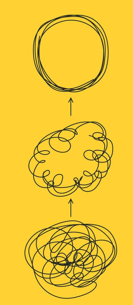 Psychotherapy illustration with hands and tangled thread, illustration vector