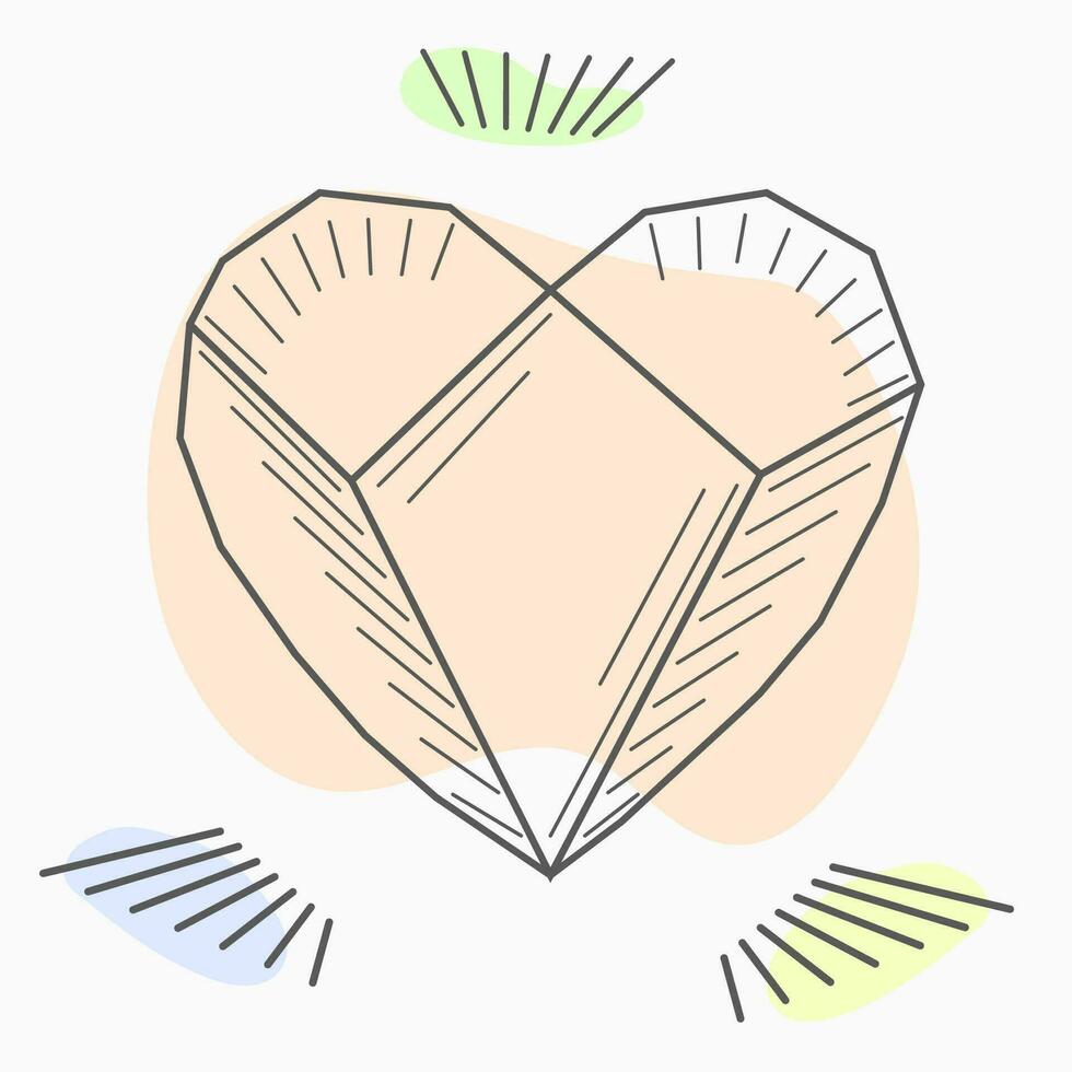 hand drawn line art crystals, isolated objects. Crystal stone crystalline gem and precious gemstone for jewellery illustration vector