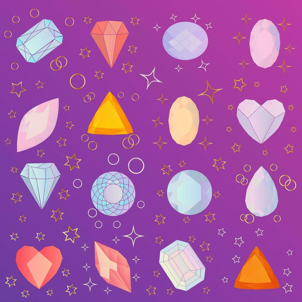 hand drawn line art crystals, isolated objects. Crystal stone crystalline gem and precious gemstone for jewellery illustration vector