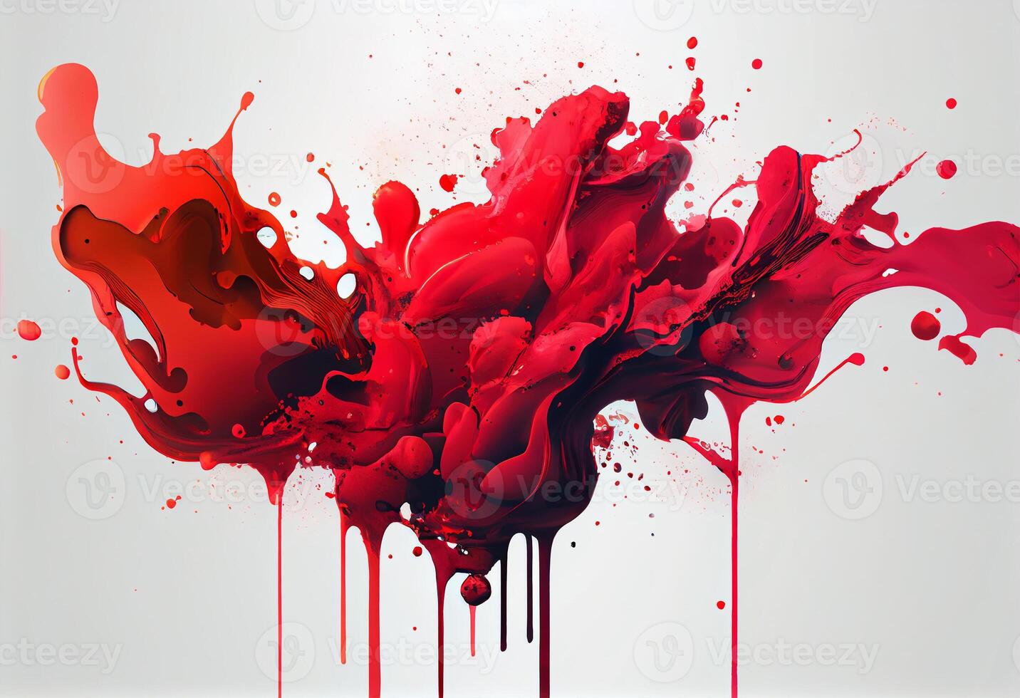 Abstract red colorful ink splash in water background. . photo