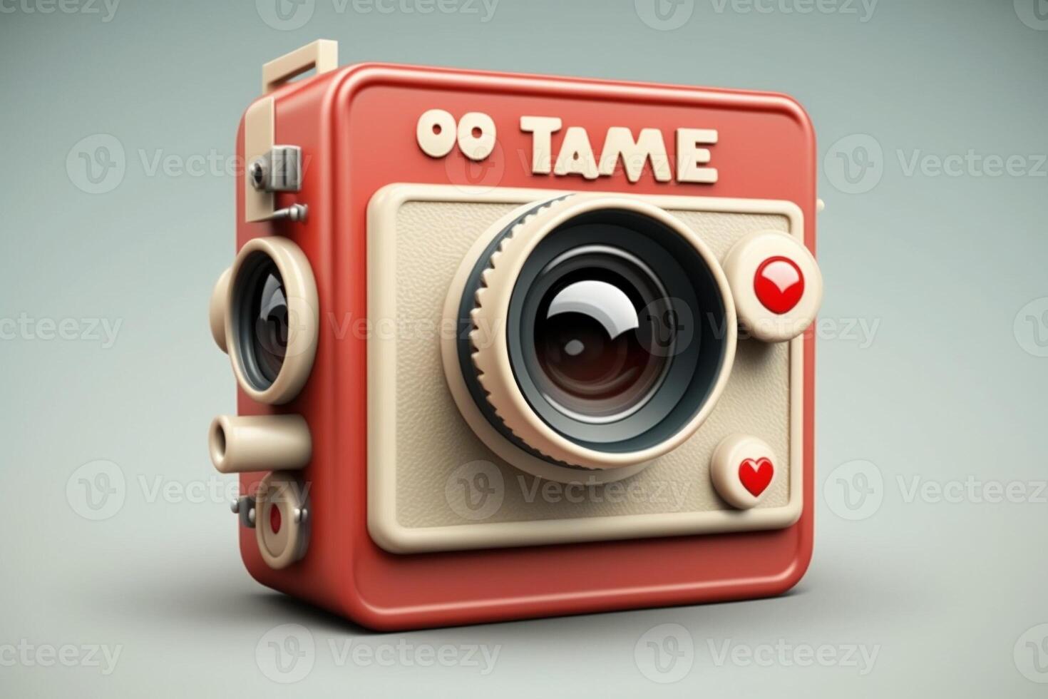 3D icon camera isolated with share and love 3d icon style. photo