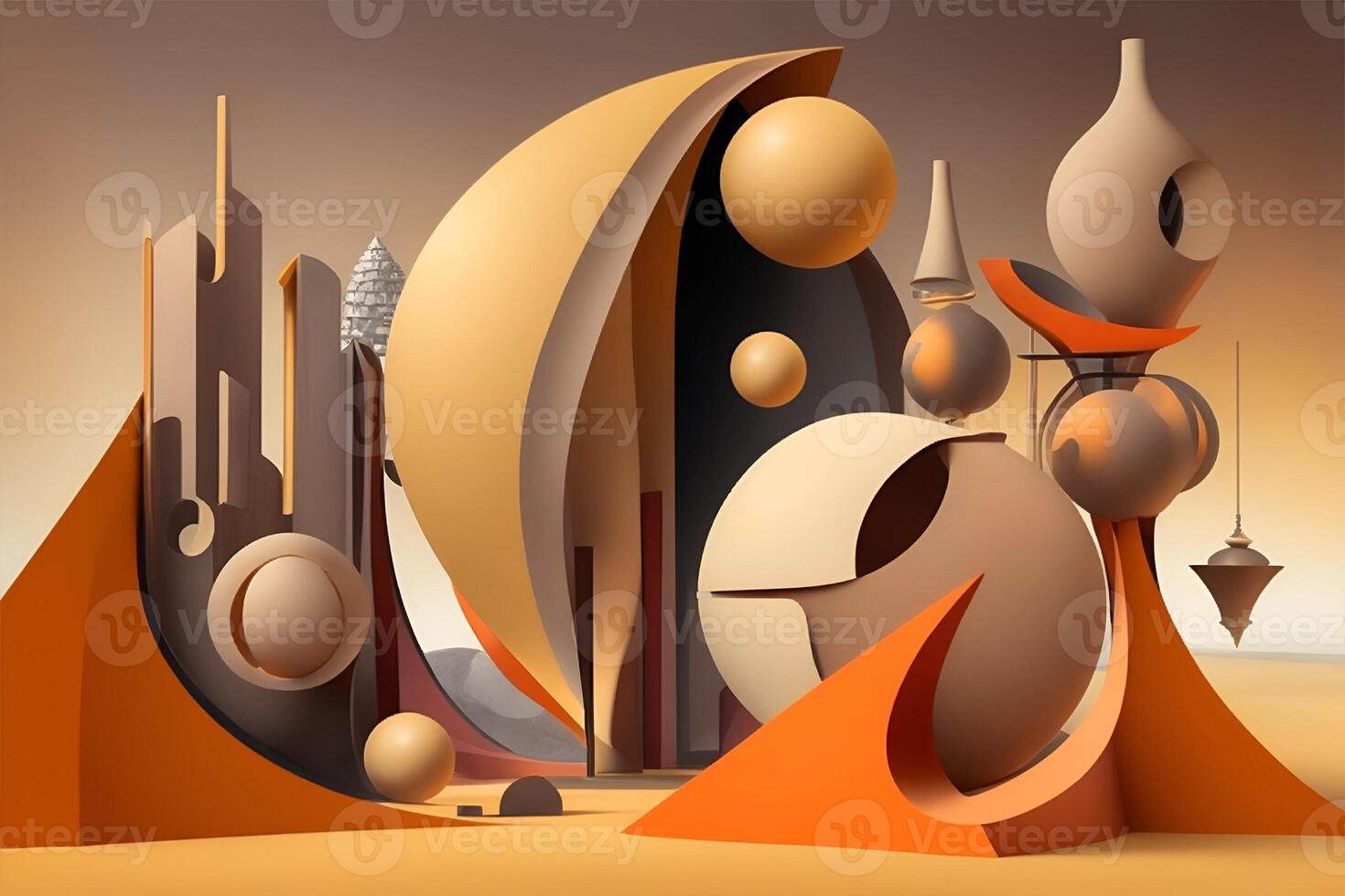 Abstract image of baggage with elements of travel destination. photo