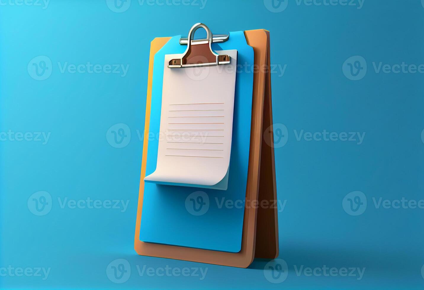3D clipboard on blue background. photo