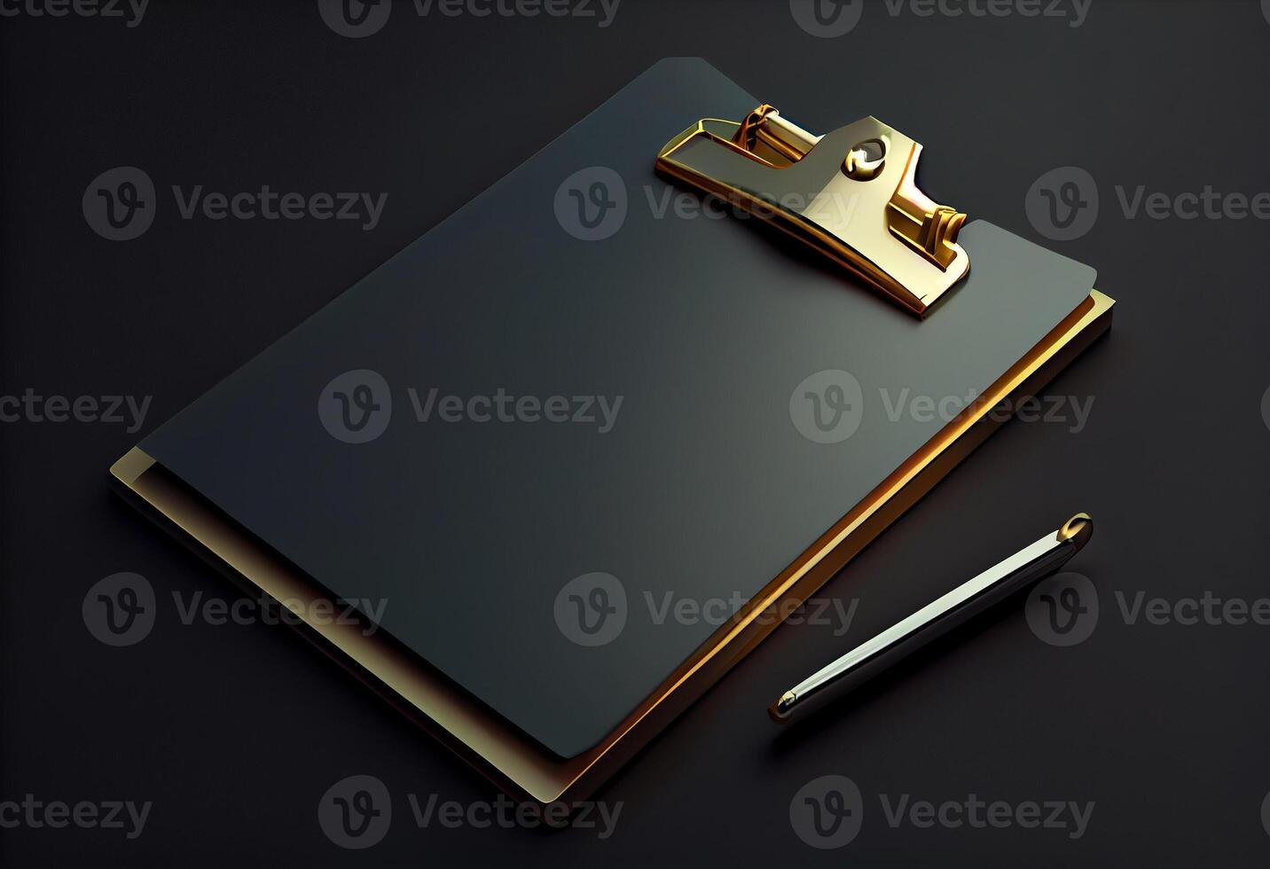 3D clipboard on dark background. 3d render illustration . photo