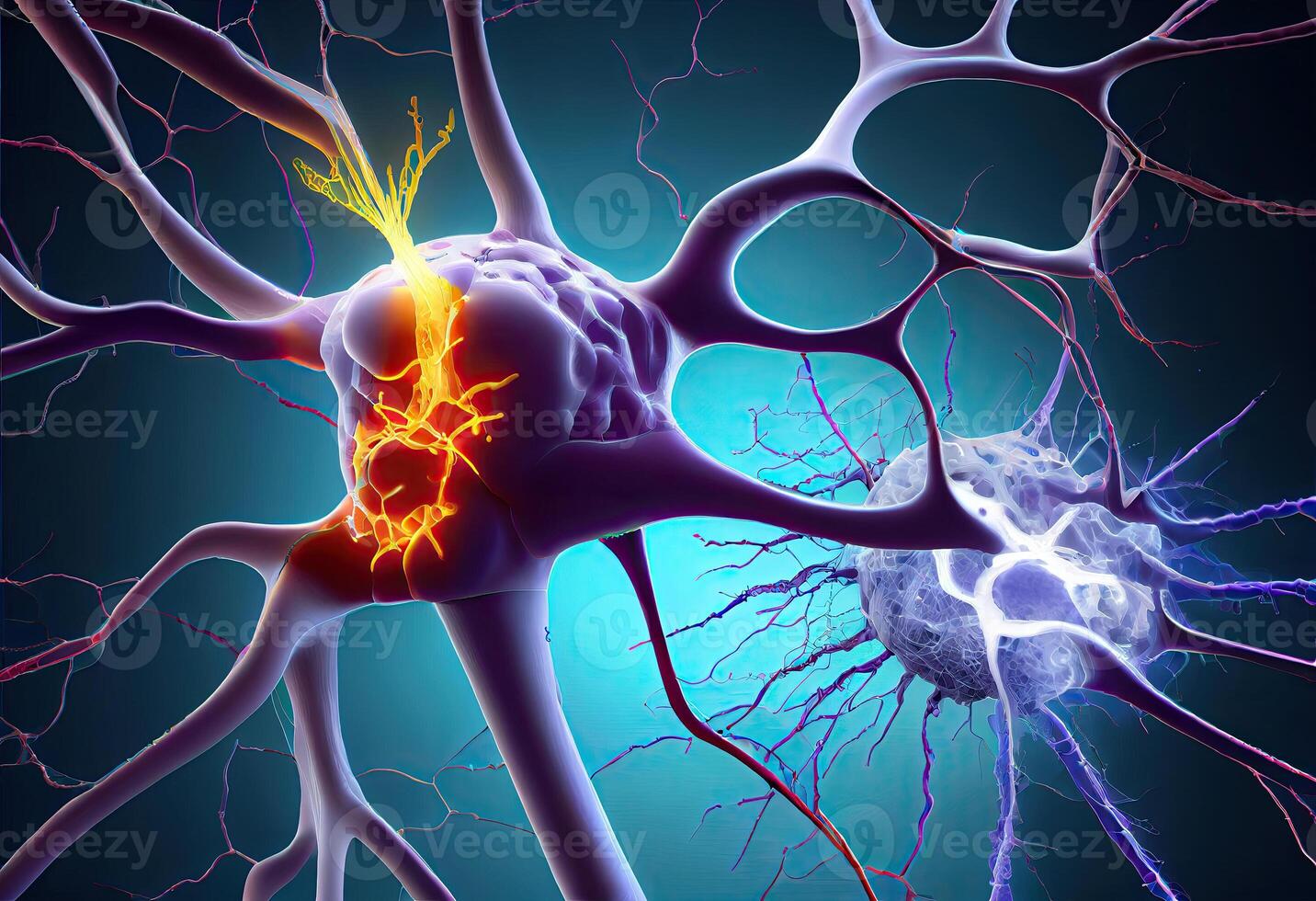 neuronal y optogenético estímulo. ai generado foto