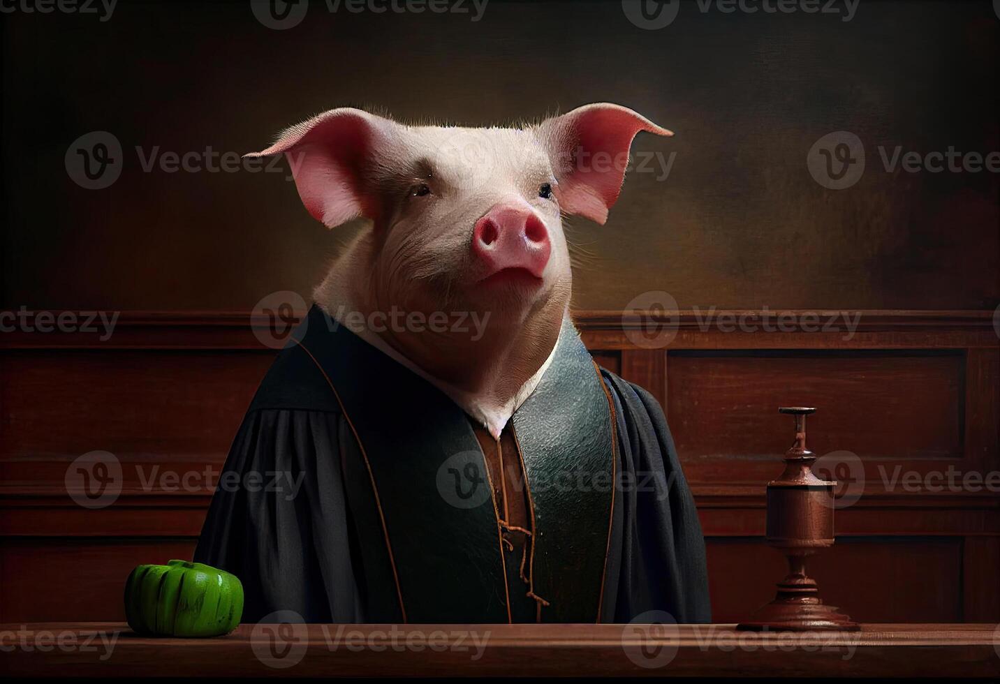 Portrait of a pig as a judge during a trial. photo