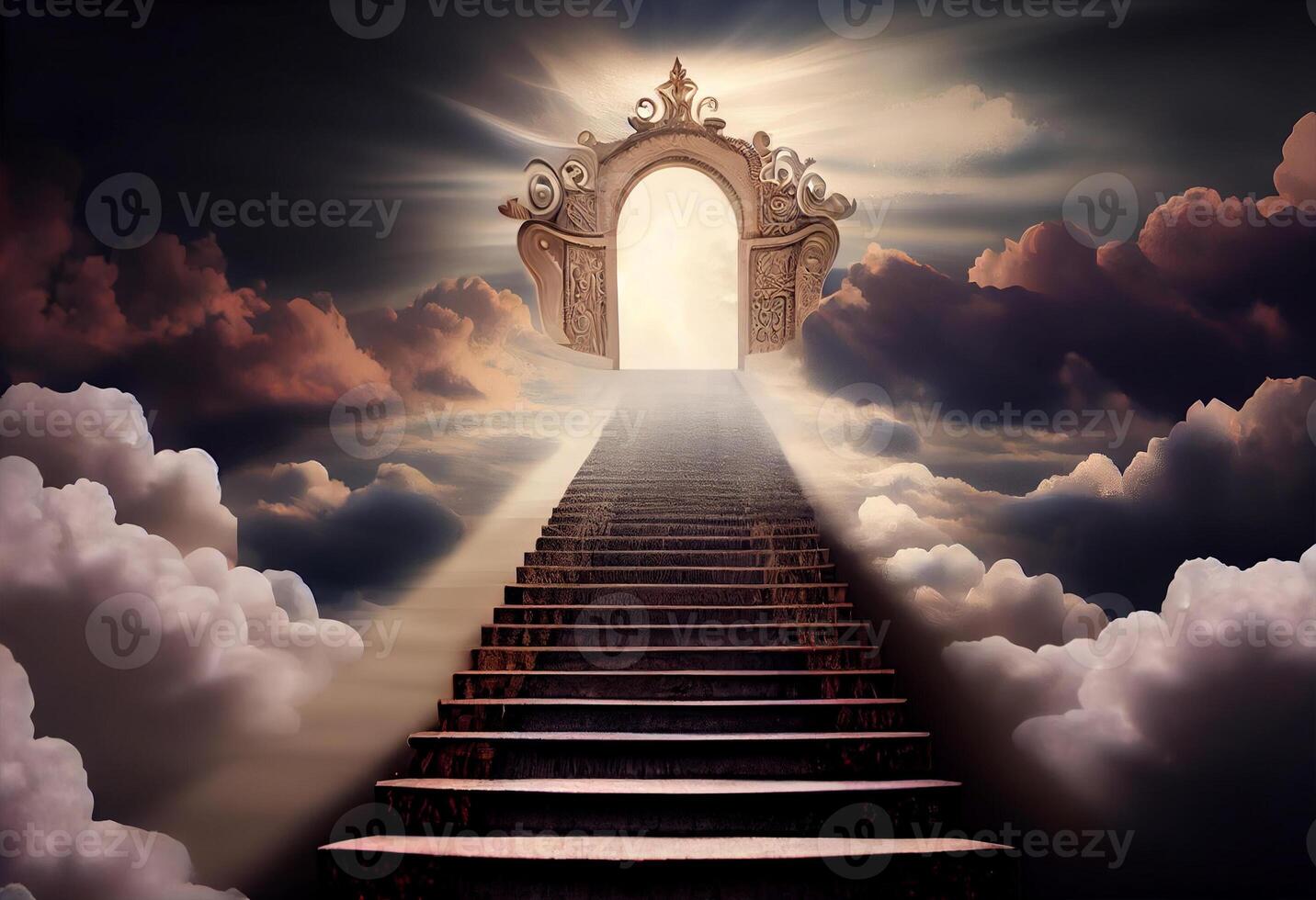 Heavens gate to heaven end of life. Stairway to Heaven. Religious background. photo