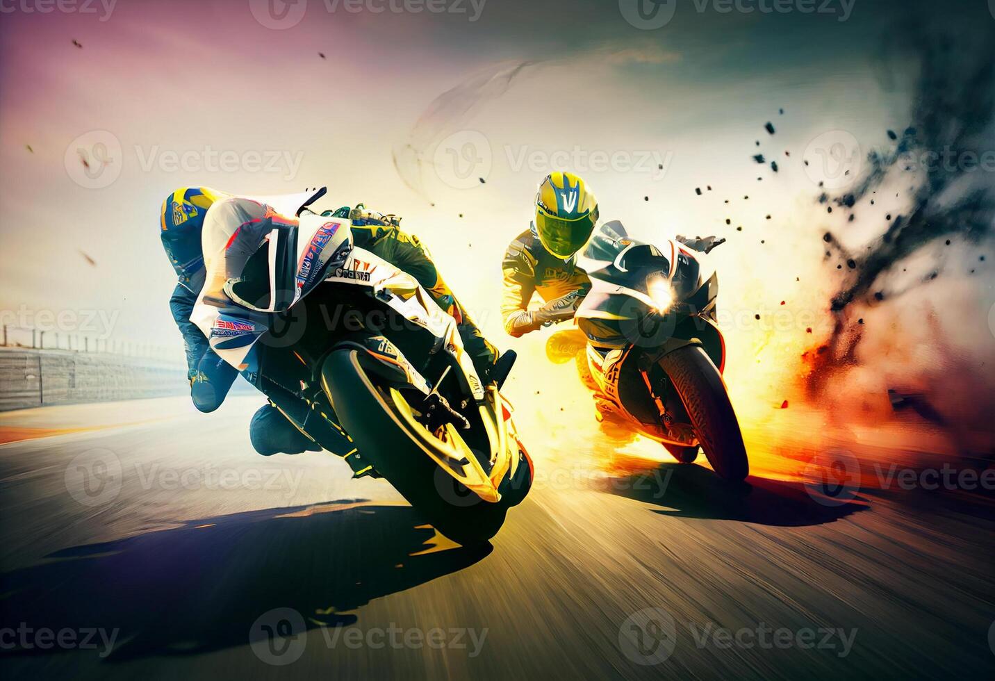 Extreme athlete Sport Motorcycles Racing on race track. photo