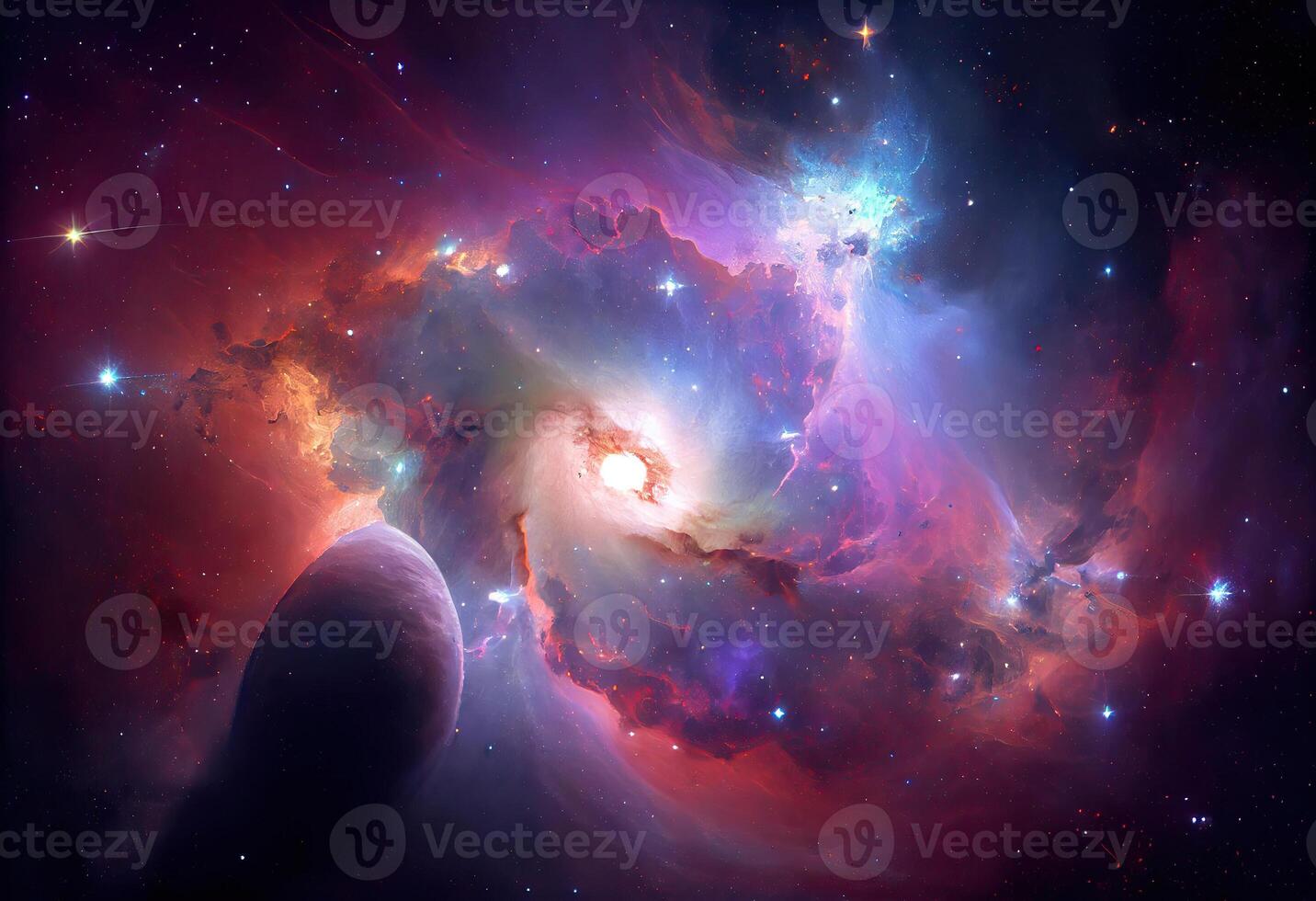 Creative abstract Particles background. Space nebula start burst. photo