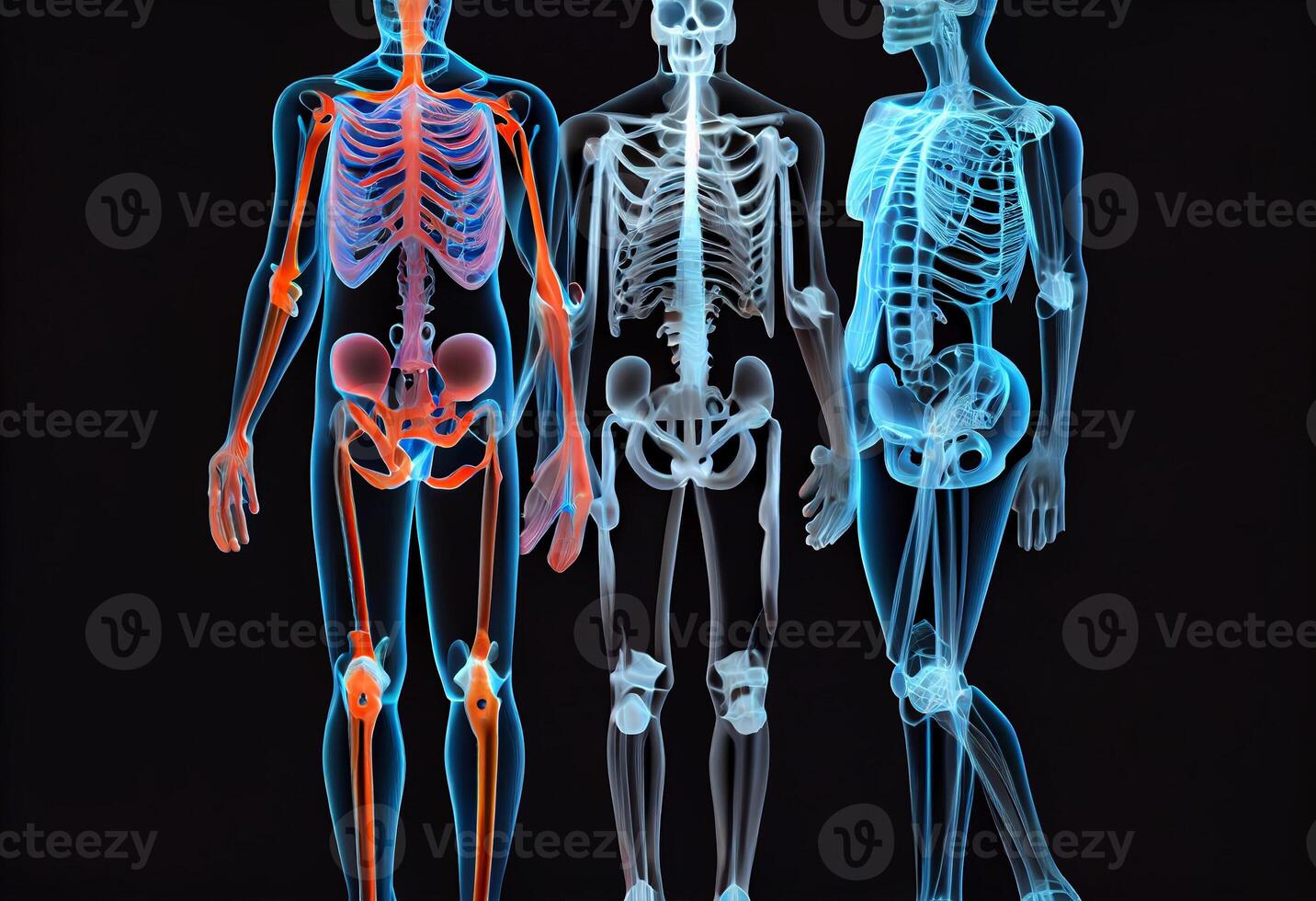 3d radiografía imagen de humano saludable. ai generado foto