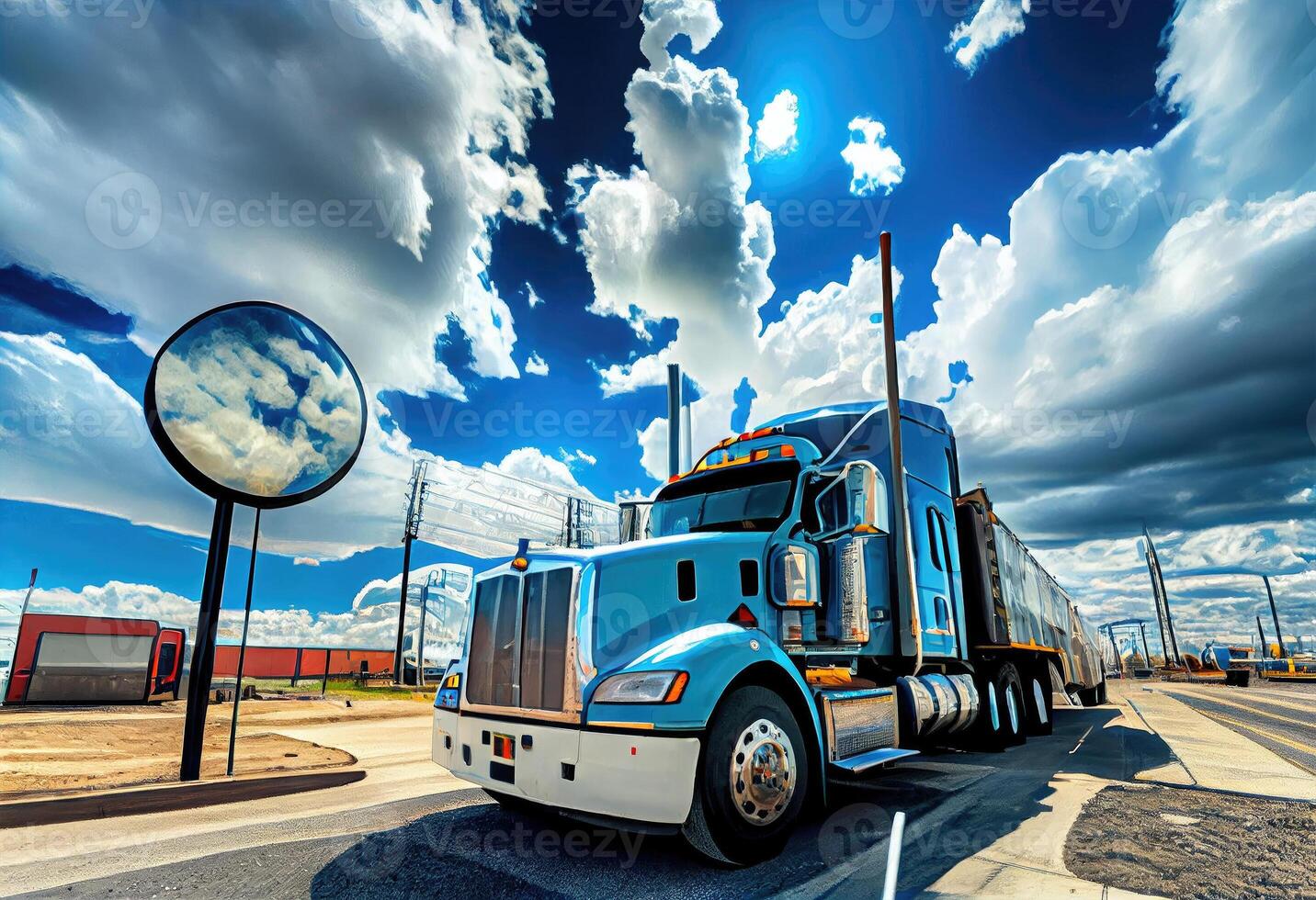 Semi Truck. Trucking and Shipping Theme. . photo