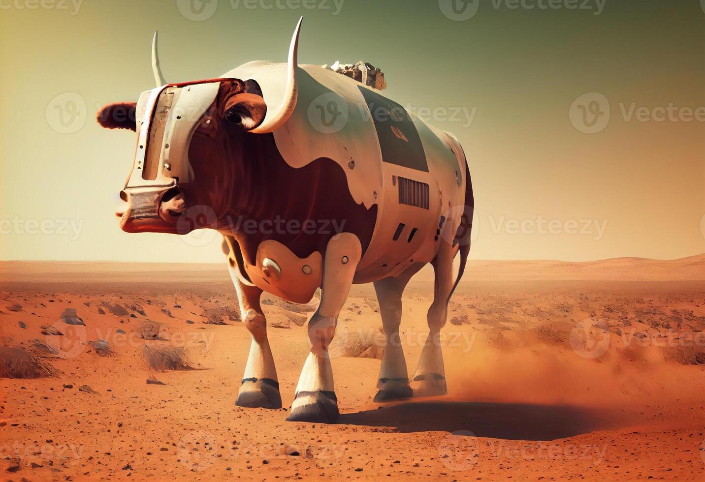 The cow runs on Mars. photo
