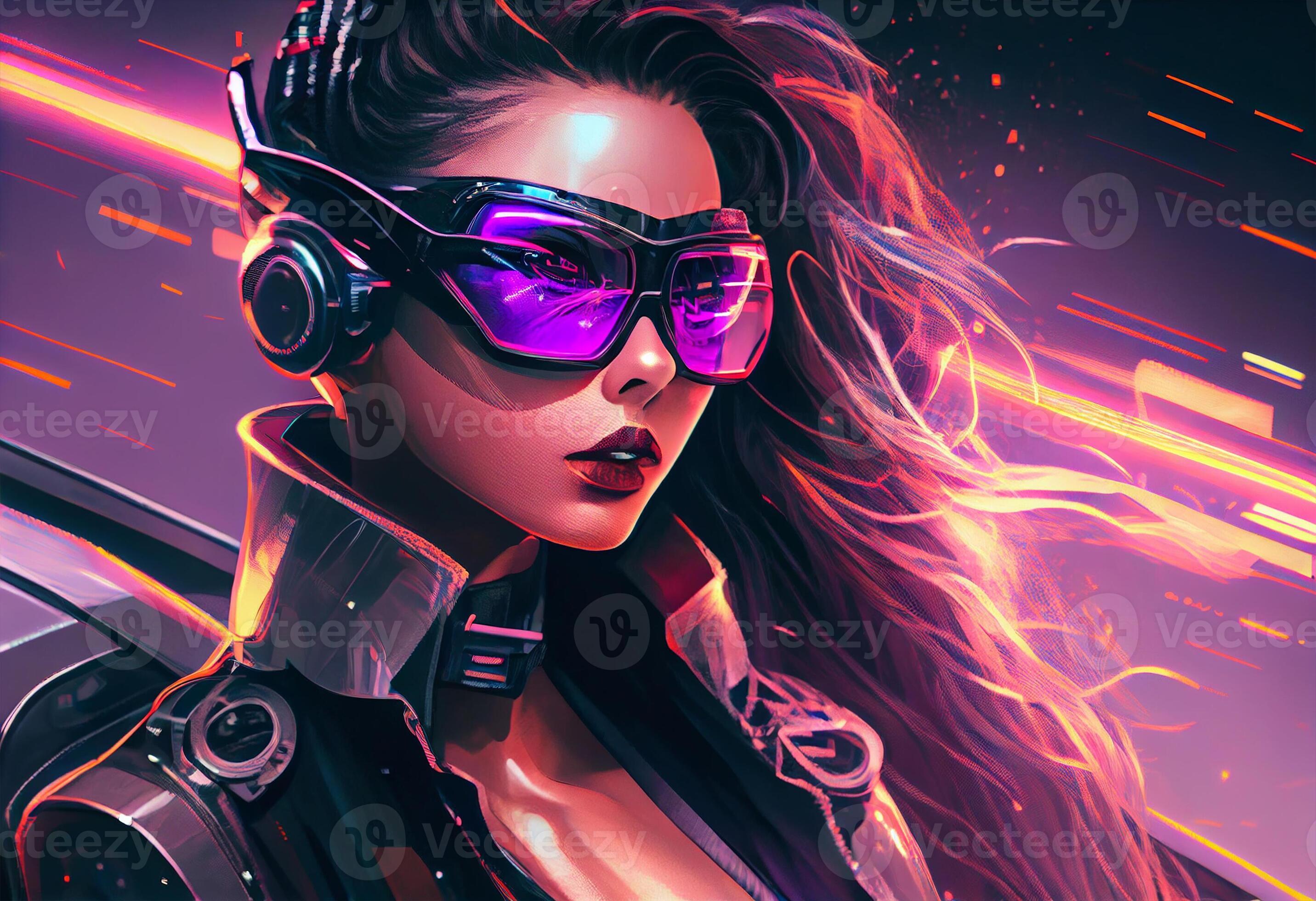 moda cyberpunk menina dirigir uma Super-carro ásia mulher com futuro  digital copos, realista. ai gerado 25471470 Foto de stock no Vecteezy