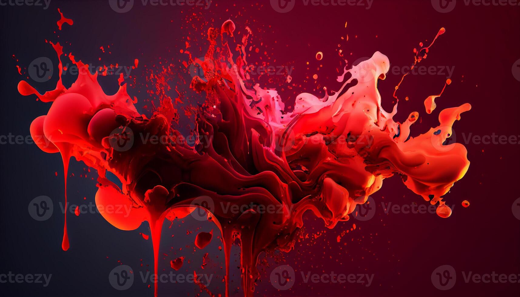 Abstract red colorful ink splash in water background. . photo
