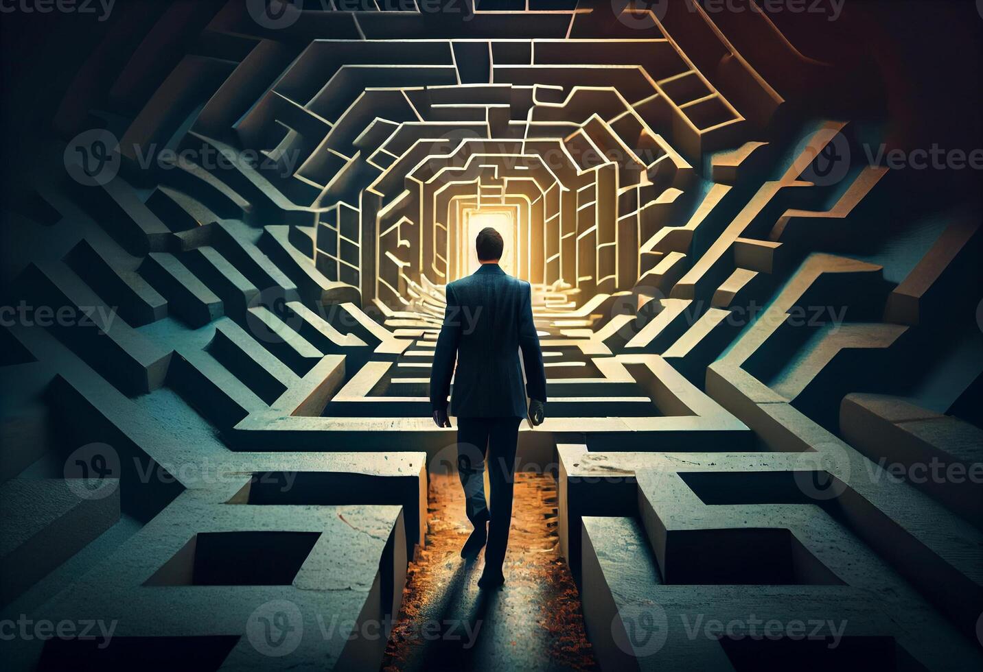 Businessman getting ready to enter a labyrinth concept. . photo