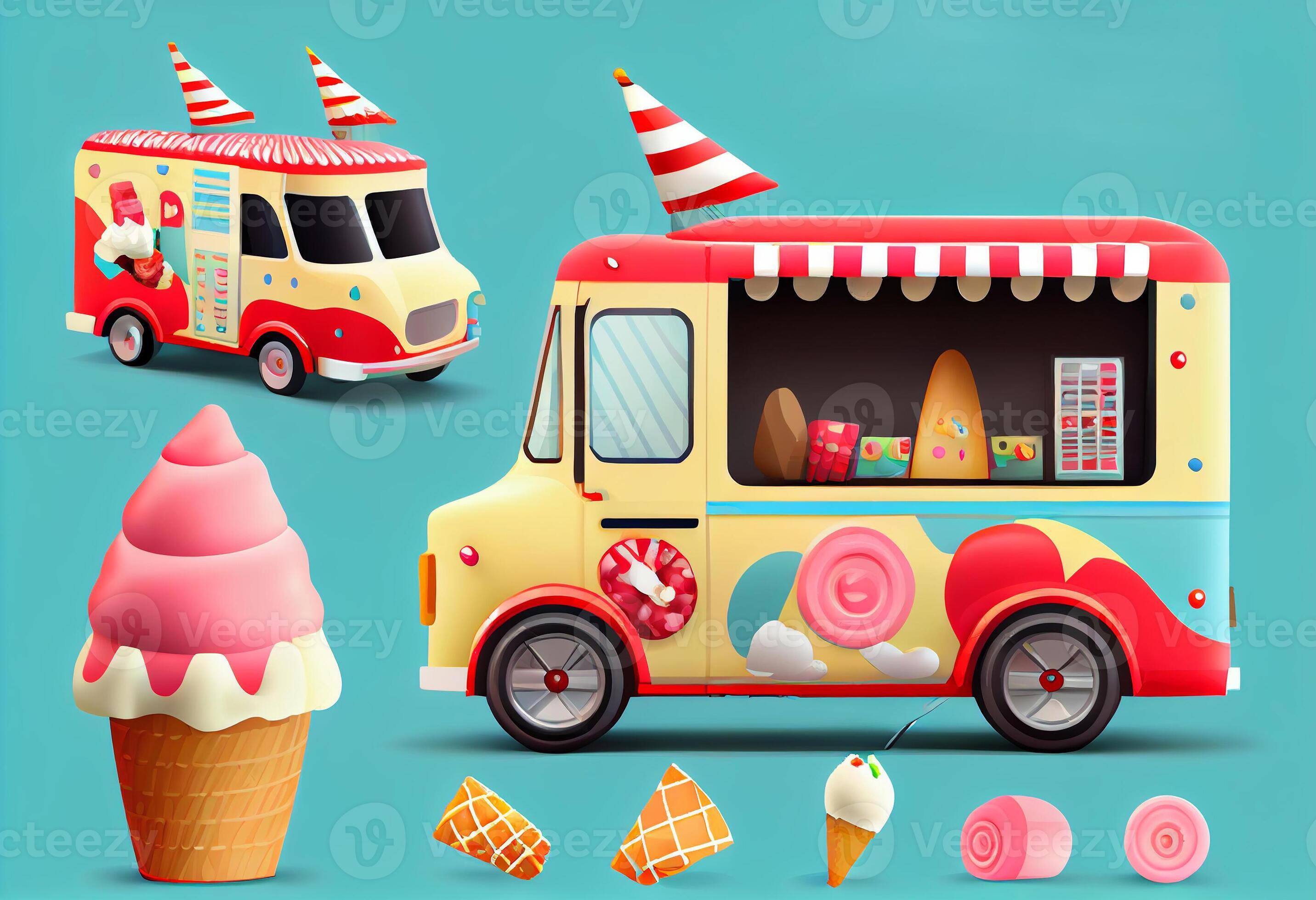 Ice cream food truck. . 25472056 Stock Photo at Vecteezy