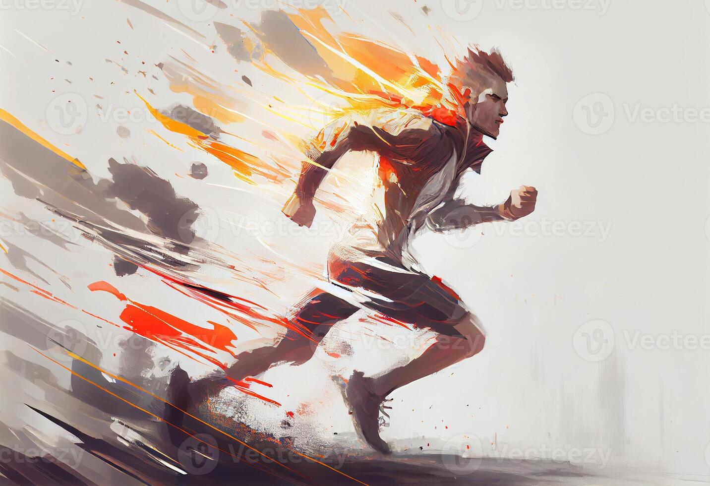 ilustraciones pintura de hombre corriendo con movimiento efecto concepto Arte digital pintura parte . ai generado. foto