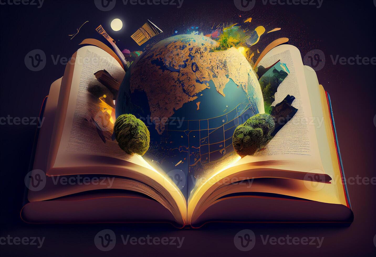 World in books 3d illustration. . photo