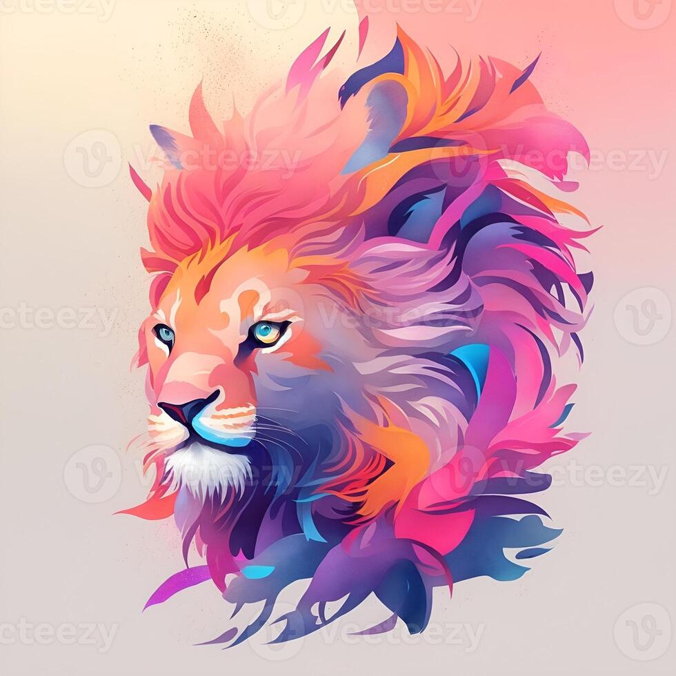 A detailed illustration face ninja lion. . photo