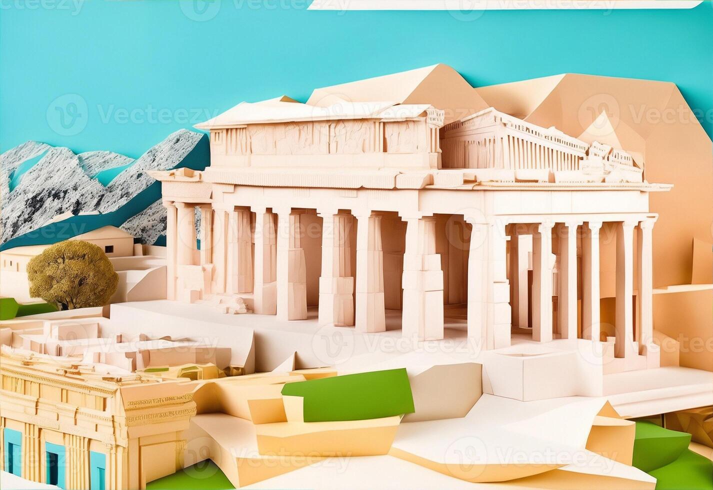 Acropolis of Athens paper art. photo