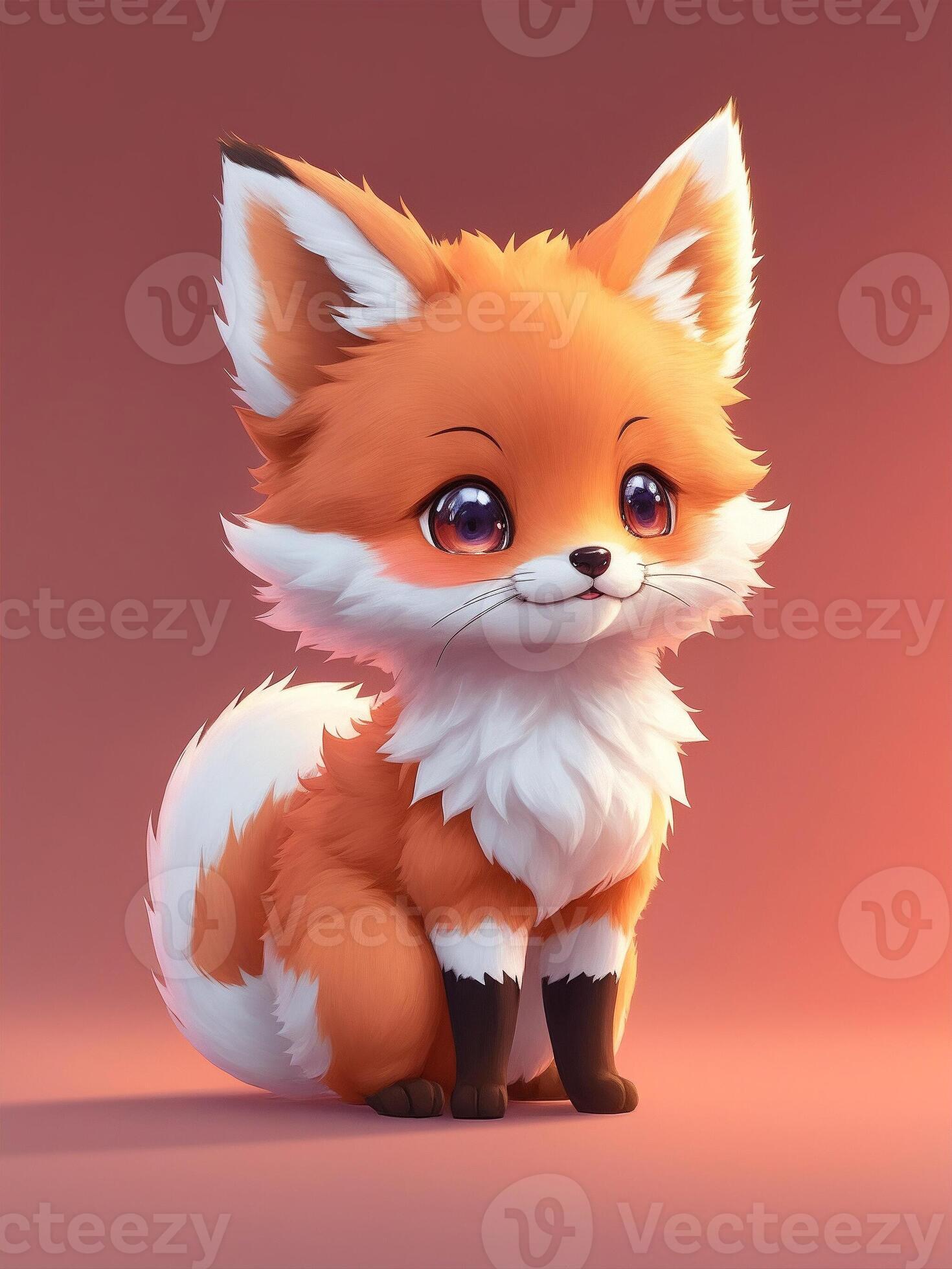 cute smiling anime girl fox baby vector illustration Stock Vector Image   Art  Alamy