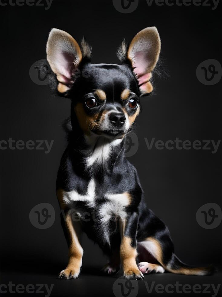 Image of a cute chihuahua on black background. photo