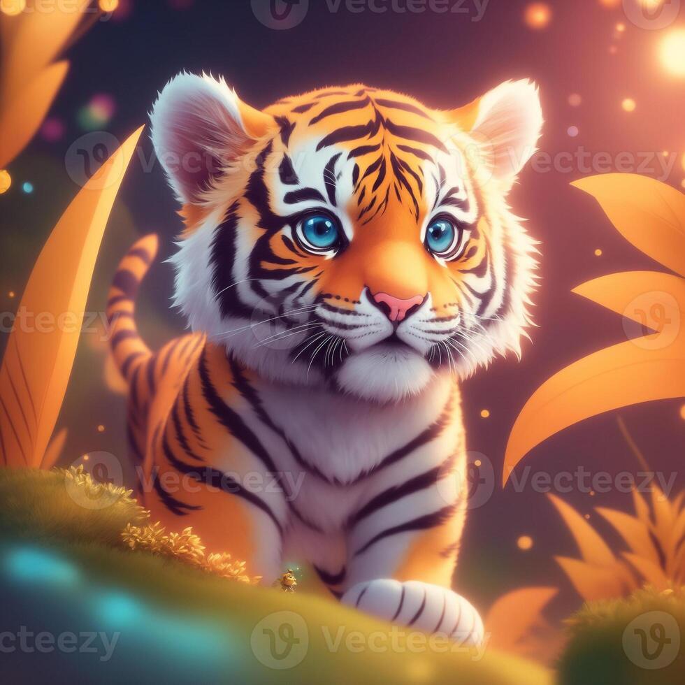 Very detailed cute tiger. . photo