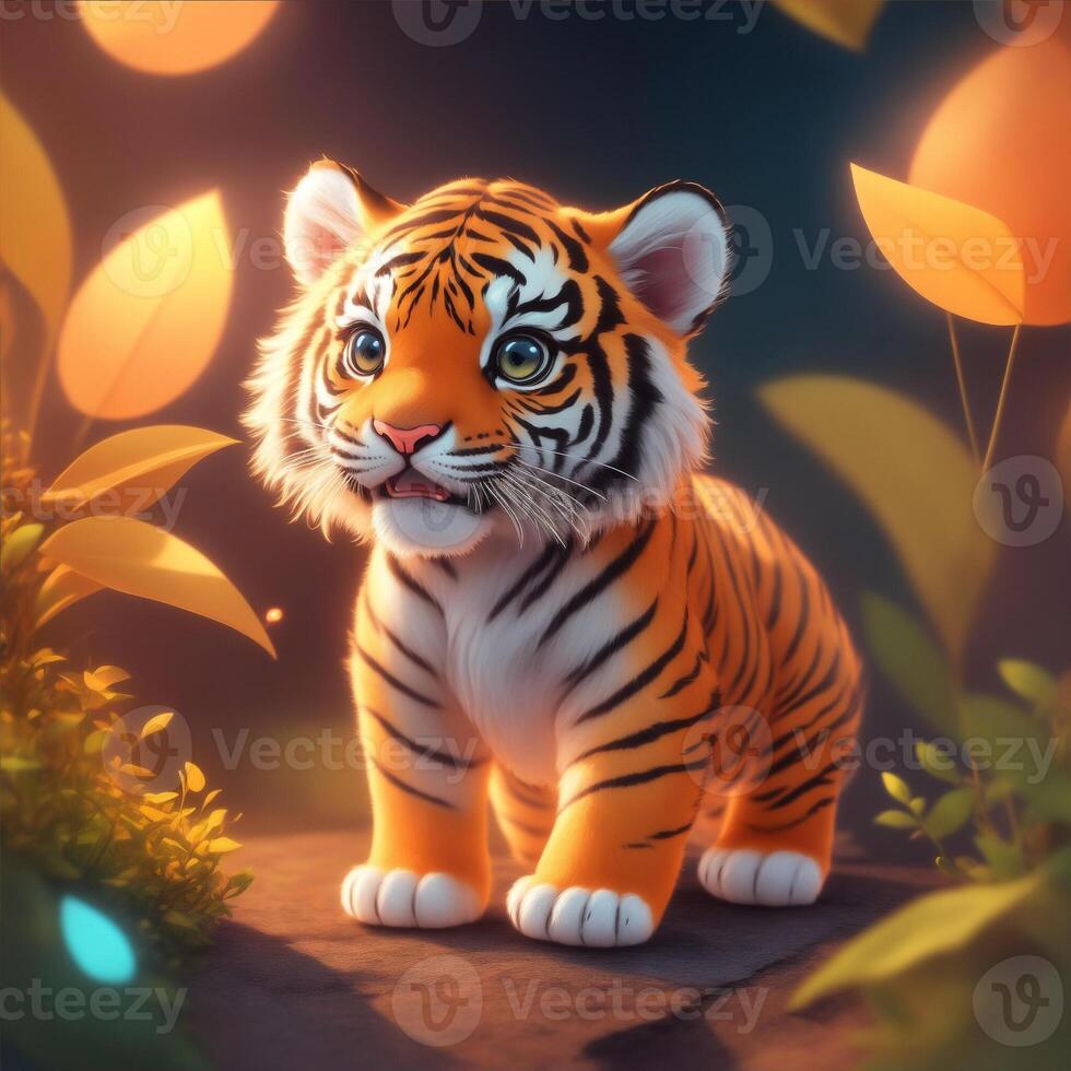 Very detailed cute tiger. . photo