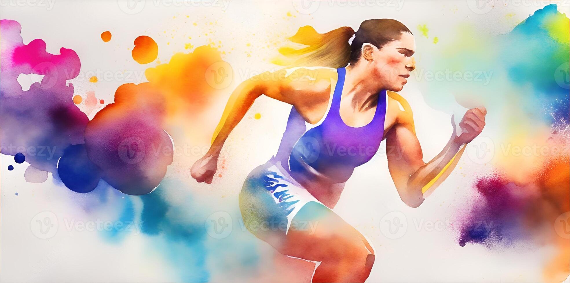 Background athlete watercolor image for a website or advertising media. . photo