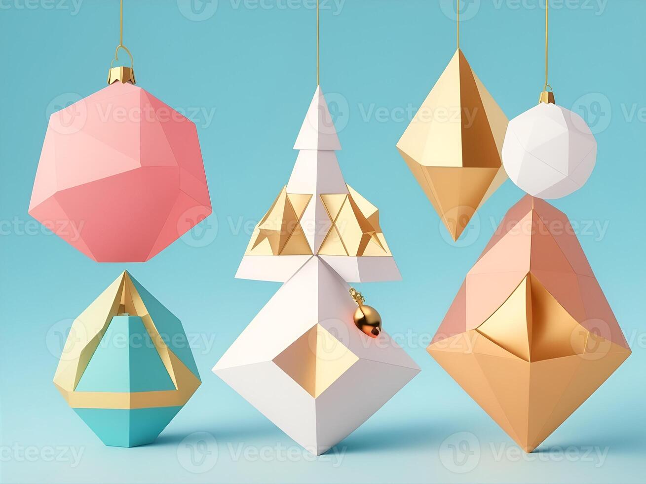 Christmas ornaments, geometric shapes, abstract shapes, color ornaments. . photo