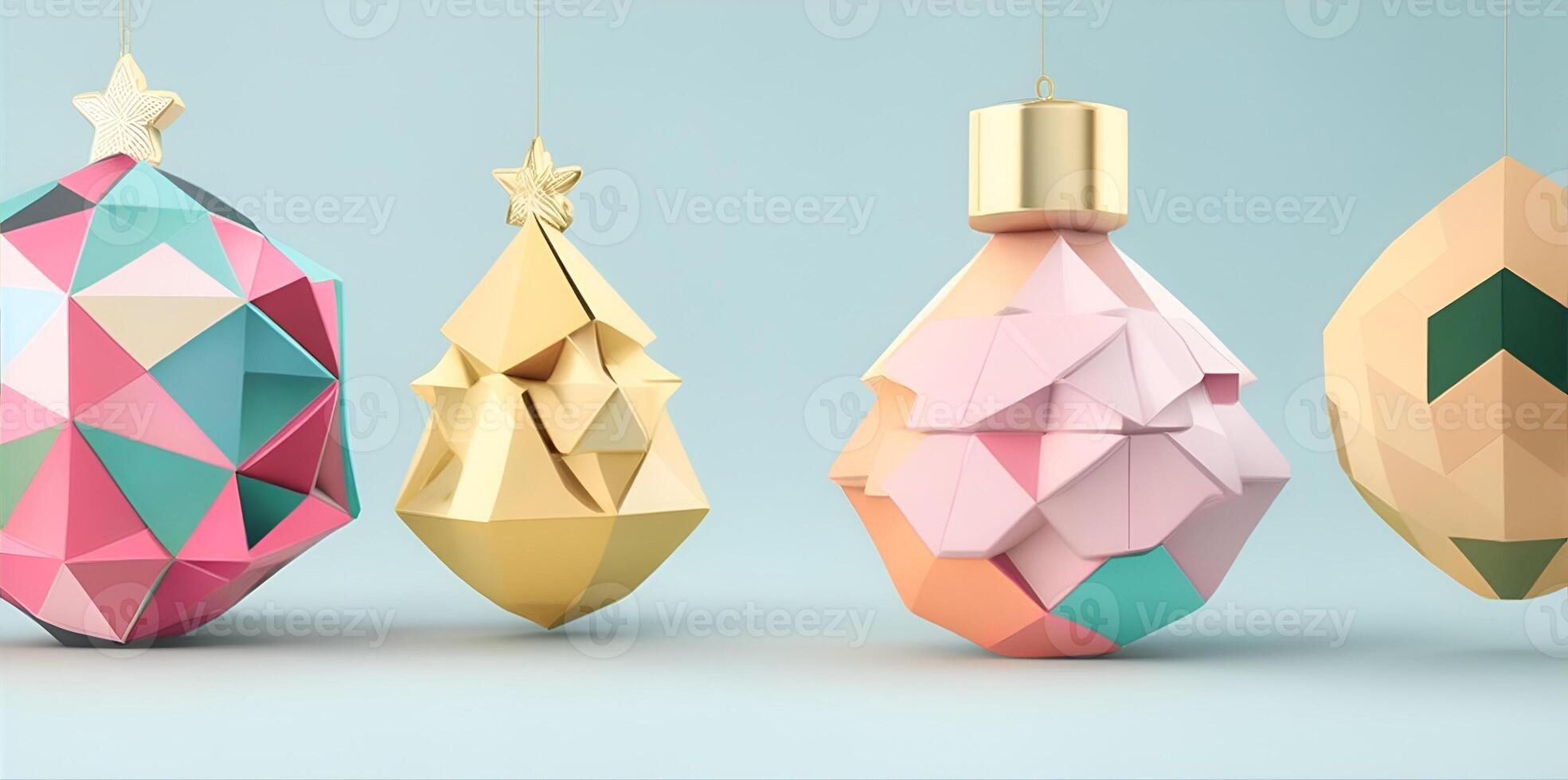 Christmas ornaments, geometric shapes, abstract shapes, color ornaments. . photo