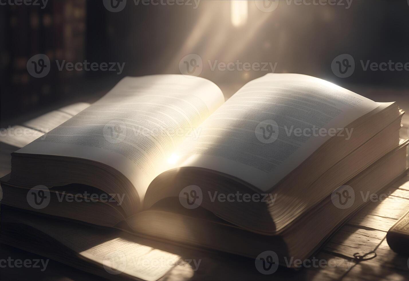 Holy Bible with light emitting from it. photo