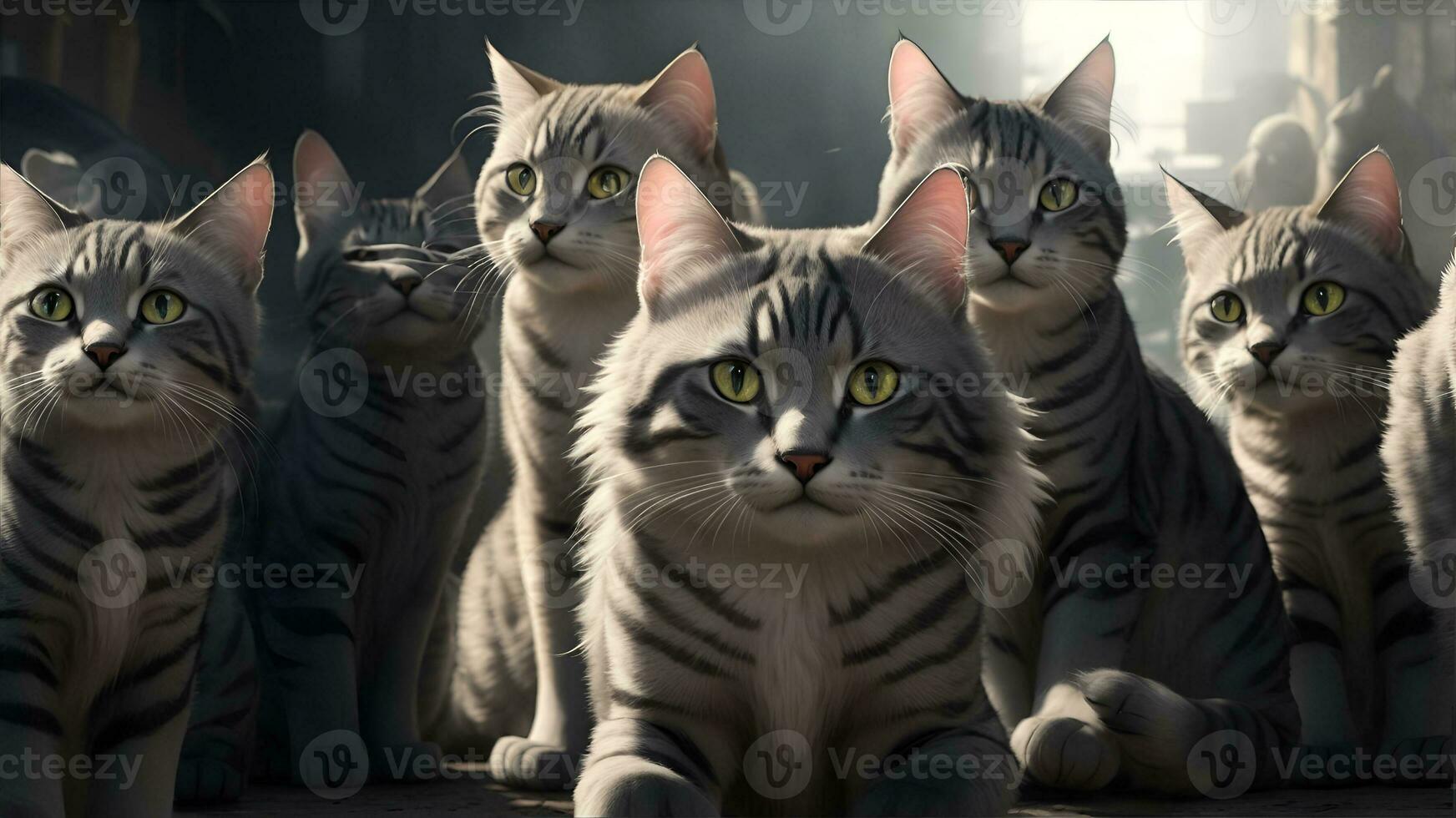 grande grupo de gatos ai generado foto