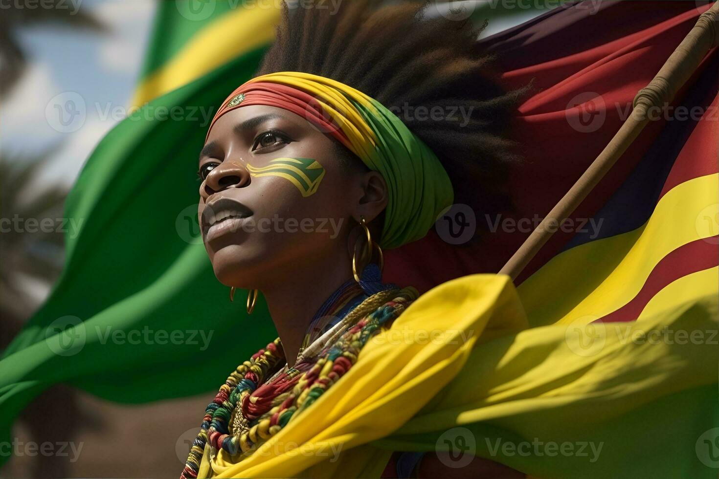 Photo celebrating Juneteenth an African woman. AI Generated