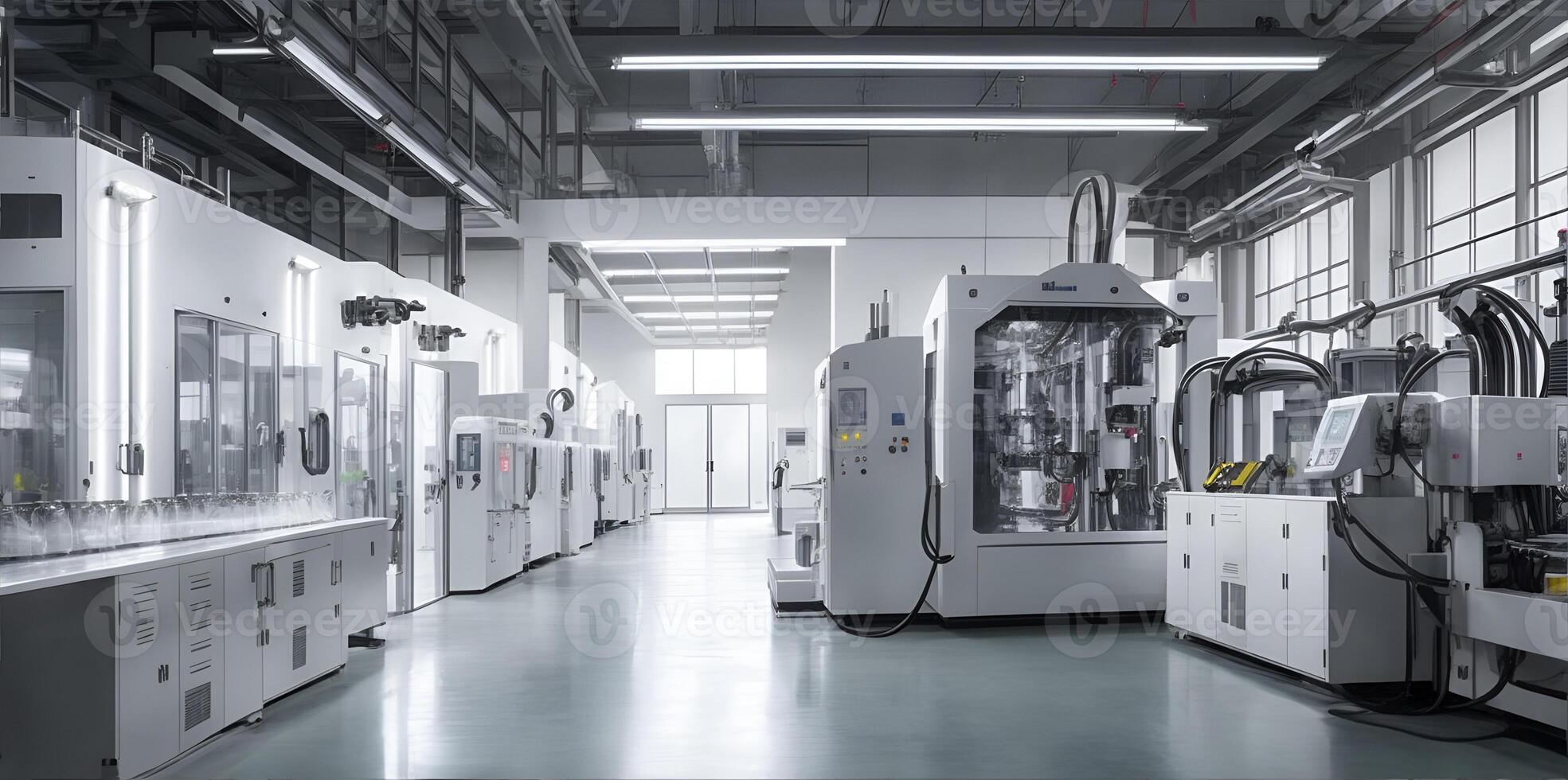 A modern factory with CNC milling machines. photo