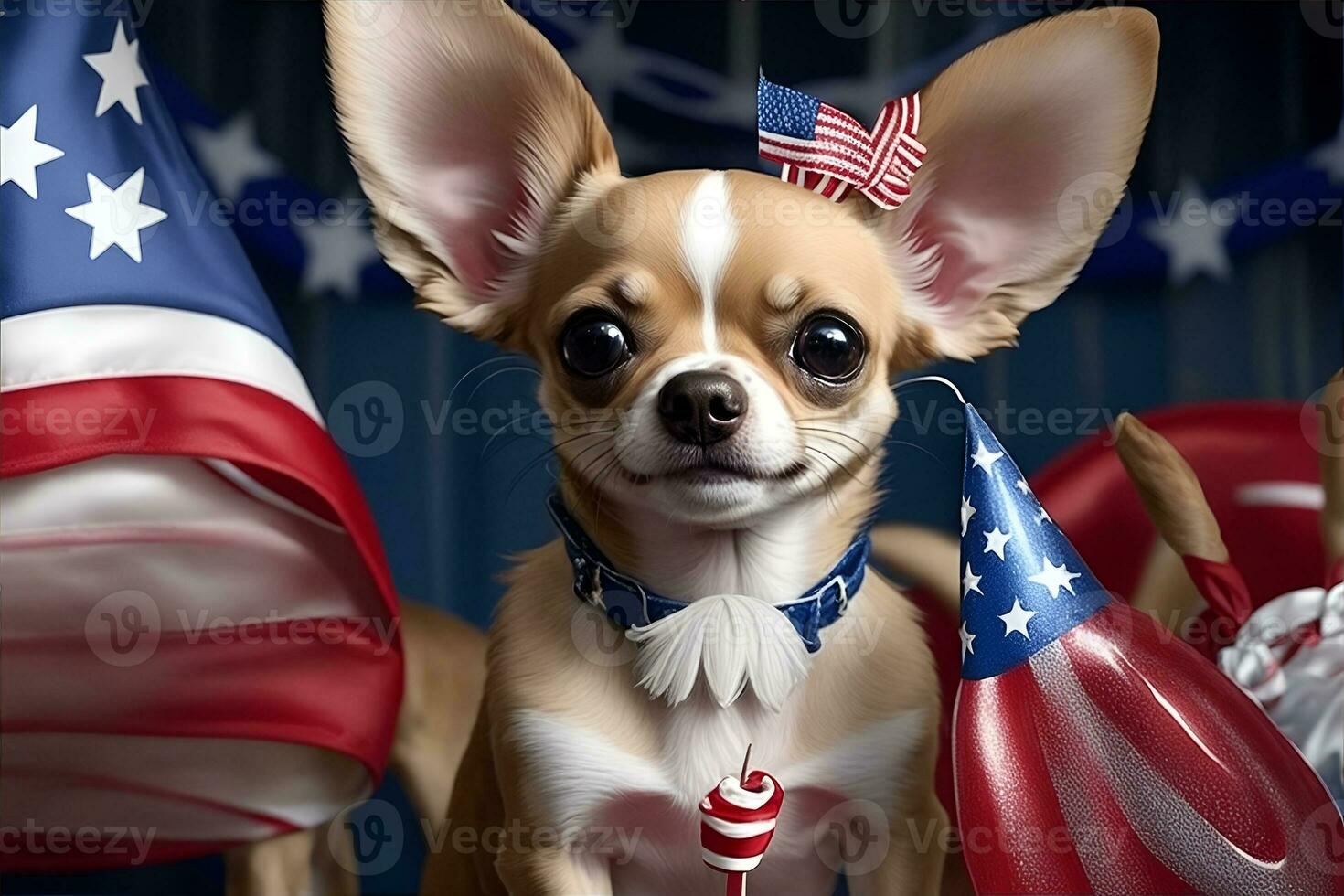 Chihuahua having fourth of july party. AI Generated photo