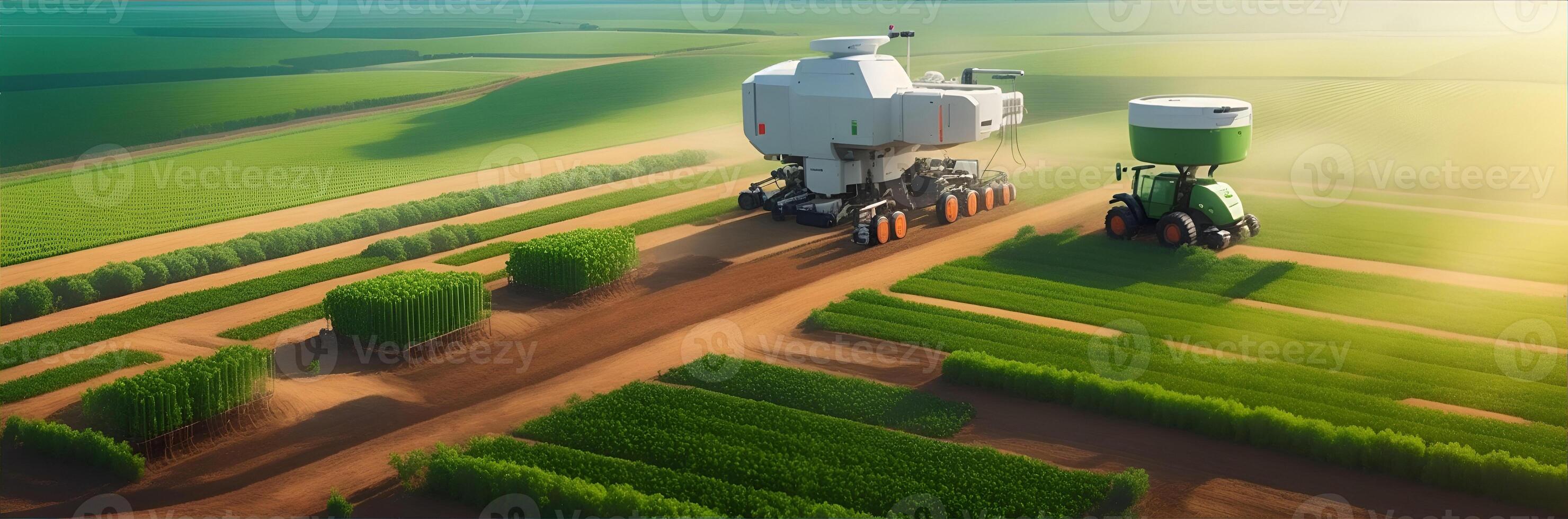 Digital farming, or digital architecture. Digital network, Iot, and Ai in agriculture and gaming. photo