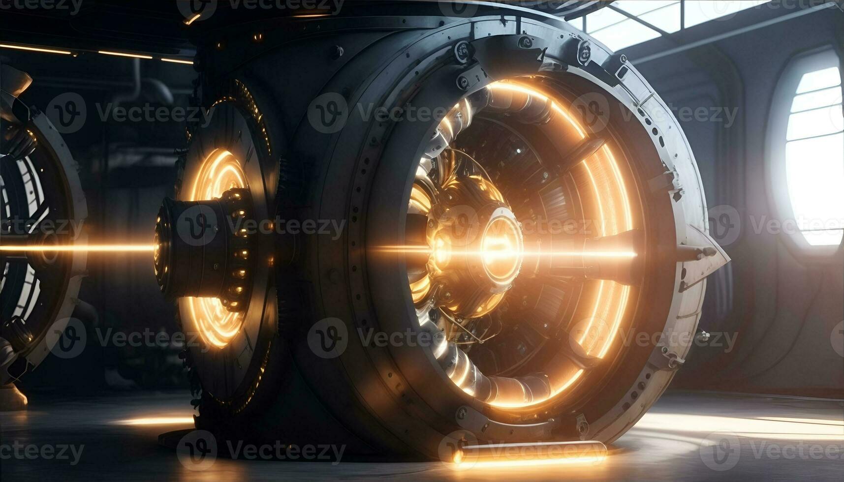 Research energy facility. Test operations of a nuclear fusion generator. AI Generated photo