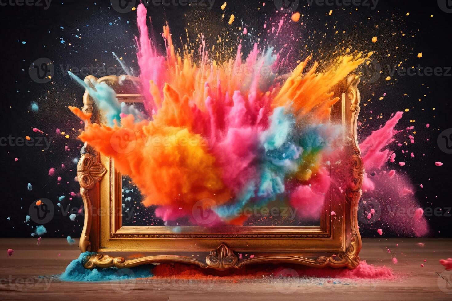 Product display frame with colorful powder paint. photo