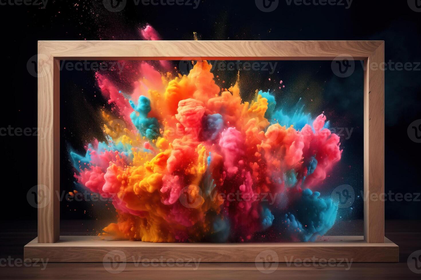 Product display frame with colorful powder paint. Generative AI photo