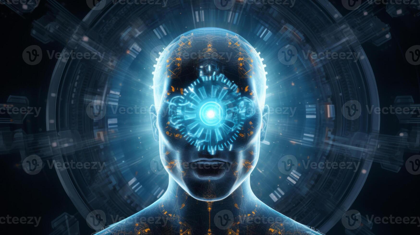 A bifocal head with rotating gears within it. photo