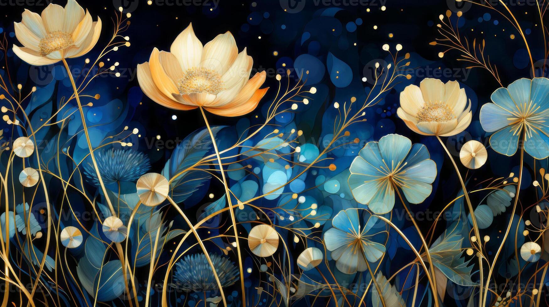 A gold and black art deco pattern, in the style of organic and naturalistic compositions. photo