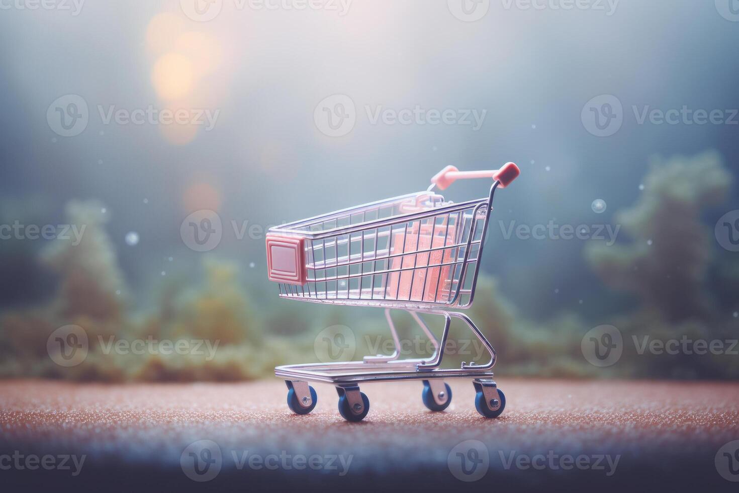 shopping cart on studio free background. photo
