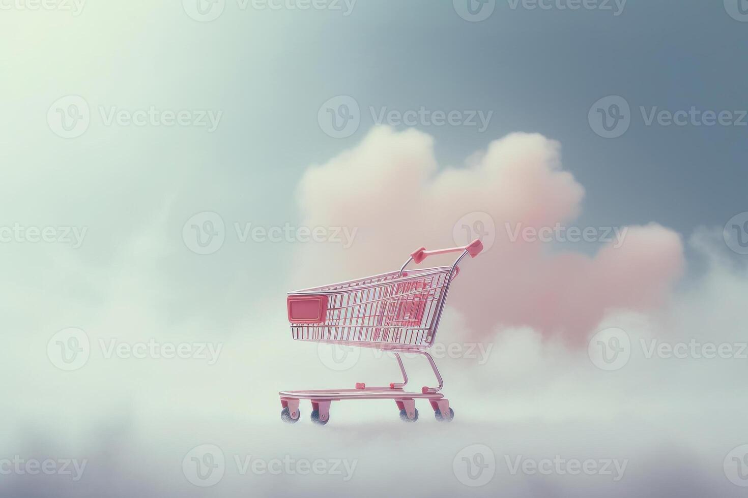 shopping cart on studio free background. photo