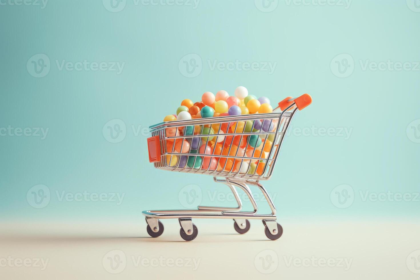 shopping cart on studio free background. photo