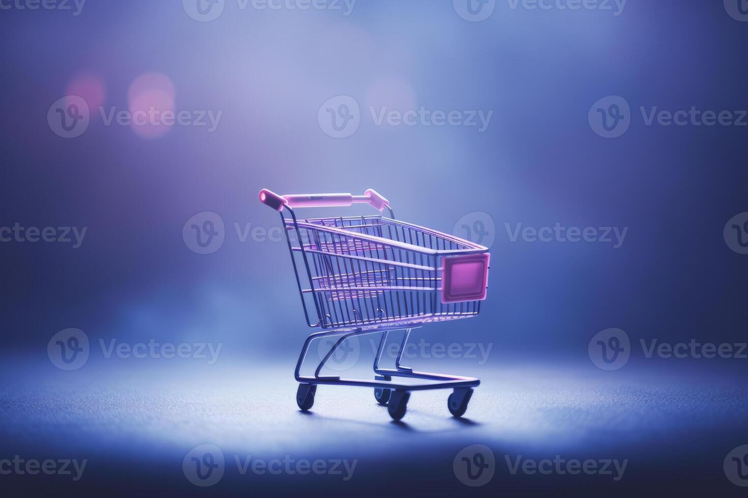 shopping cart on studio free background. photo