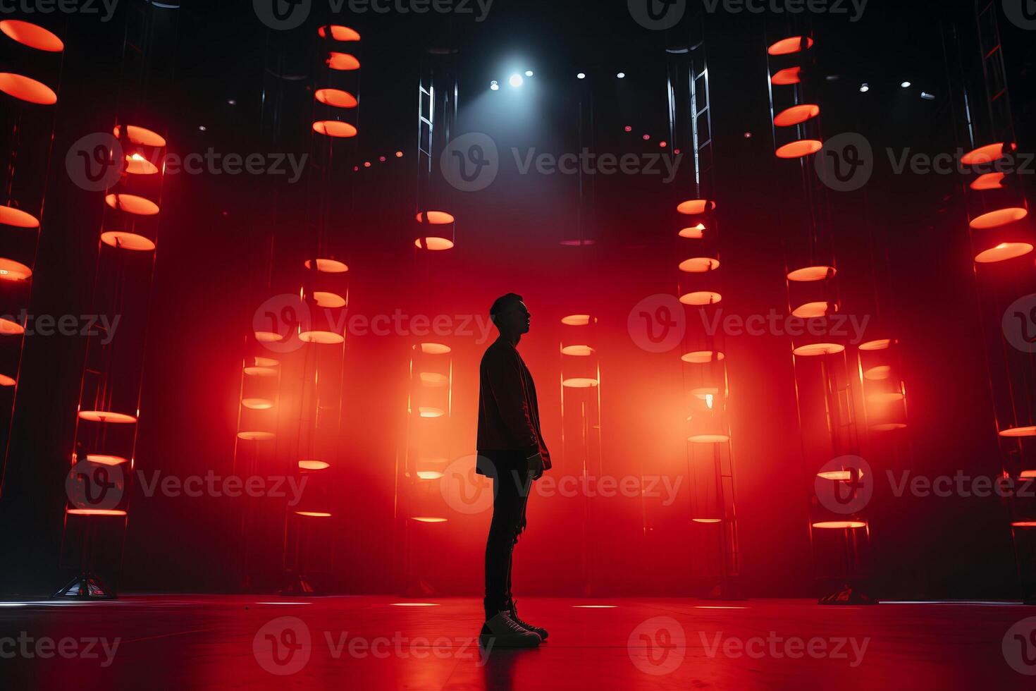 influencer at youtube live, crypto concept, light, minimalistic. photo