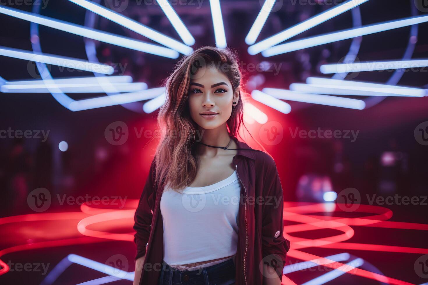 influencer at youtube live, crypto concept, light, minimalistic. photo