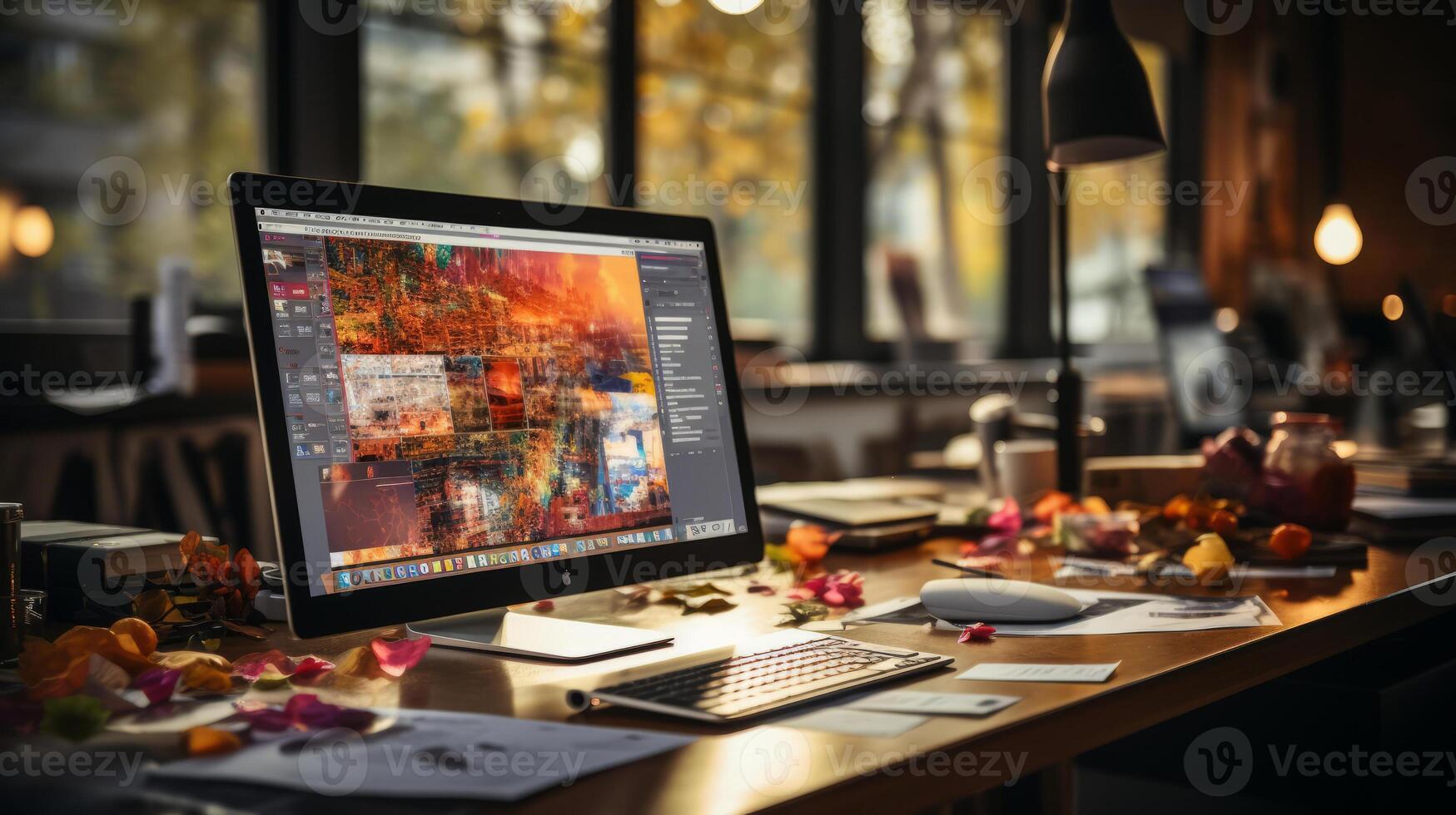 A designer is drawing a website design on a scrap of paper. photo
