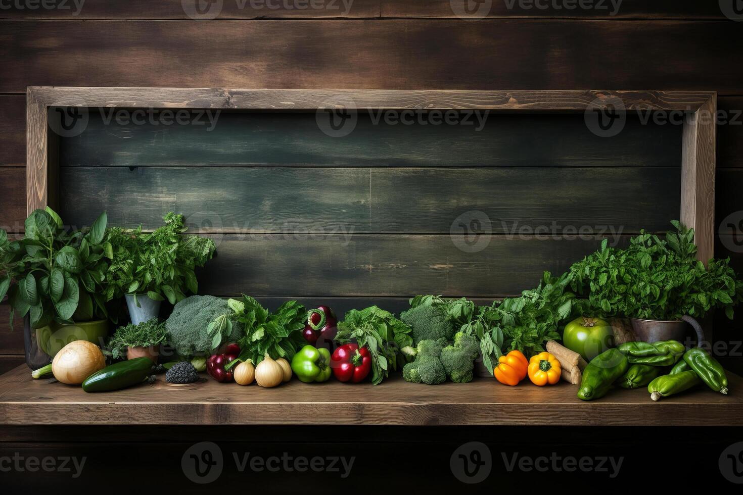 big empty green blackboard on a wall in the agriculture storage. photo